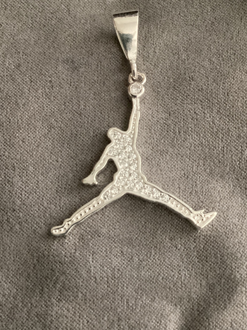 Silver Jumping Athlete Pendant Necklace Sterling Silver with Cz,s!